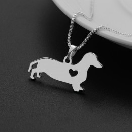  Silver Dachshund Pendant Necklace 