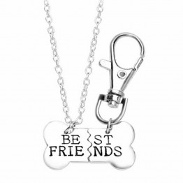 "Best Friends"  Doggie Bone Charm Necklace & Keychain 2 piece set 
