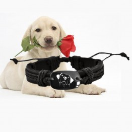 Dog Labrador Woven Rope Leather Bracelet