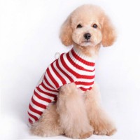 Striped Christmas Doggie Sweater with Santa Decal