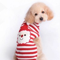 Striped Christmas Doggie Sweater with Santa Decal