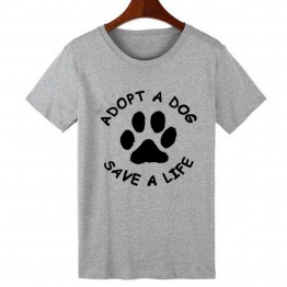 "ADOPT A DOG SAVE A LIFE" Cotton T-Shirt 